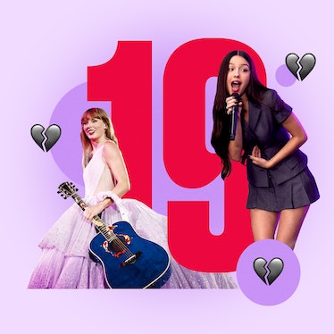 Taylor Swift and Olivia Rodrigo singing their songs about 19-year-old relationships